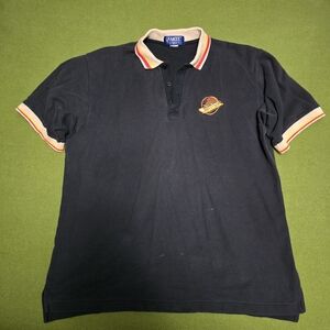 Vintage black Vancouver Canucks "Flying Skate" logo men's polo shirt